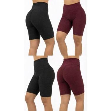 Imagem de Kit 2 Bermuda Bolha Academia Fitness Cós alto Para Mulheres Cor:Marsal