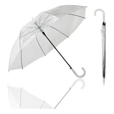 Imagem de M.Brilhante guarda chuva bengala transparente automático gra