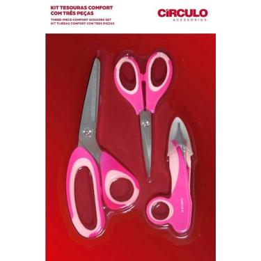 Imagem de KIT TESOURA COMFORT 3 PEÇAS REF 449920 COR 20 ROSA - Círculo