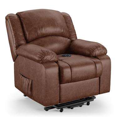 Imagem de Poltrona Do Papai Reclinável Pietra Elevação Lift Elétrico Fh9 Pu Marrom Brilho - Mpozenato