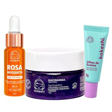 Imagem de Kit Facial Olhos de Gueixa Rosa Mosqueta Niacinamida Kokeshi - Kokeshi