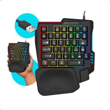 Imagem de Mini Teclado Gamer Rgb Uma Mão Compacto Ergonômico Para Jogos Celular 