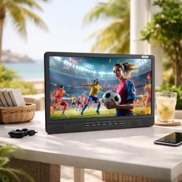 Imagem de TV Portátil LCD 17,3 Android com Bateria Recarregável Monitor HDMI KP-