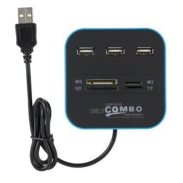 Imagem de Hub 3 Portas Usb 2.0 Leitor De Cartão Micro Sd Integrado Universal Col
