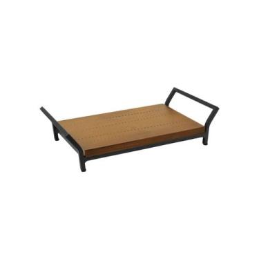 Imagem de Bandeja Jahari 380x200x90mm Preto/Amêndoa Rústico - Decorise, Preto/Am
