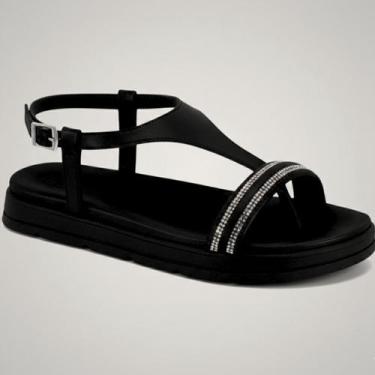 Imagem de Sandália Slide Feminina Flatform Tiras Moleca 5490.126.31156 -, Preto,