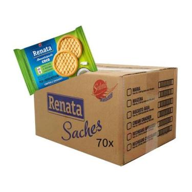 Imagem de Biscoito Coco Amanteigado Renata Sachê 8,8g Com 70 Unidades