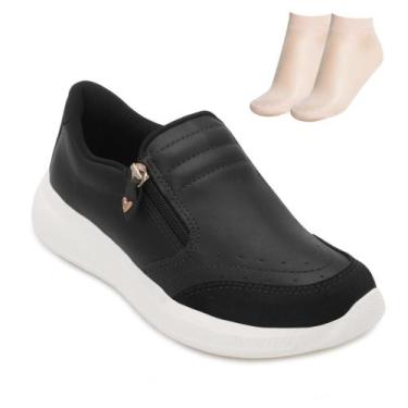 Imagem de Tênis Slip On Mississipi PB e Meia MS25-MF603, 35, Preto, Branco
