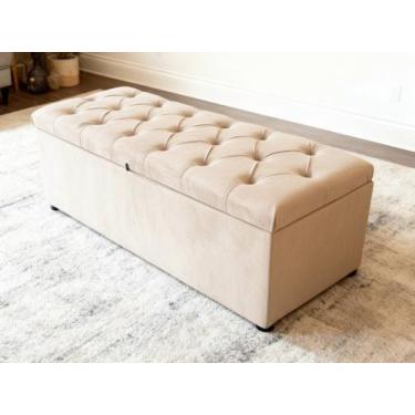 Imagem de Recamier Bau Paris Queen Size 1,58M Veludo Bege - Company