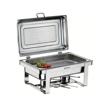 Imagem de Rechaud Retangular Duplo 8L com 2 Cubas 1/2 Banho Maria Aço Inox Savoy Brinox