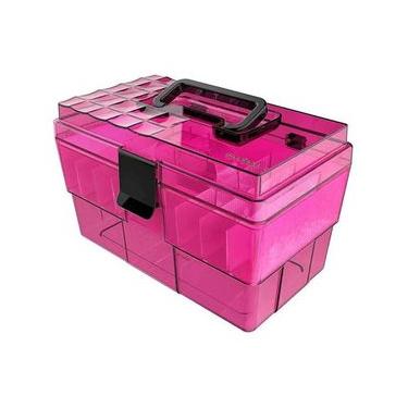 Imagem de Maleta Organizadora Crippa Multiuso Maquiagem Medicamentos Itens Odontológicos Rosa e Preto