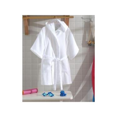 Imagem de Roupão Infantil Döhler Felpa Velour com Capuz - Branco - Branco