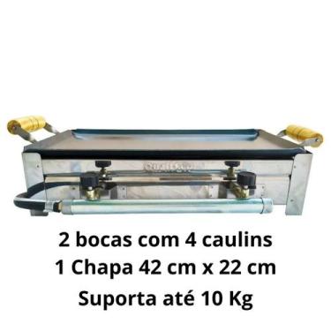 Imagem de Fogão Fogareiro Caminhão Gás 2 Bocas Inox Chapa E Kit Gás - Maxgrelhas