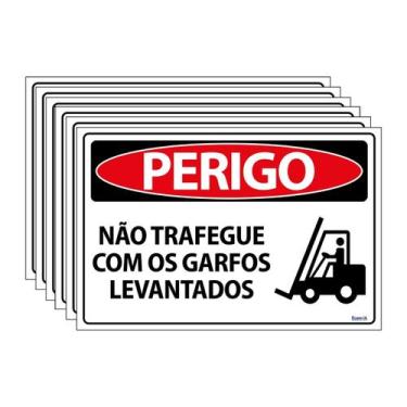 Imagem de Combo 6 Placas De Sinalização Perigo Não Trafegue Com Os Garfos Levant