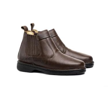 Imagem de Bota Botina Ortopédica Masculino Palminha Ultra Confort Couro Legitimo