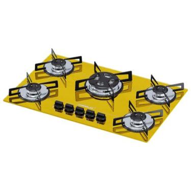 Imagem de Fogão Cooktop Chamalux 5 Bocas Tripla Chama Amarelo 110v/220v Trempe d