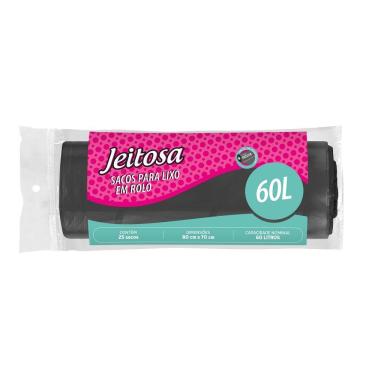 Imagem de Saco de Lixo em Rolo Jeitosa 60L Plástico Fundo Estrela Reforçado Preto Bettanin