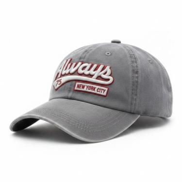 Imagem de Boné Estilo Always 75 Desbotado Ajustável Lavado Vintage - Cinza, Cinz