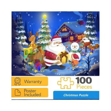 Imagem de Quebra-Cabeça De Natal Santa Claus 100 Peças Brinquedo Educativo Diver