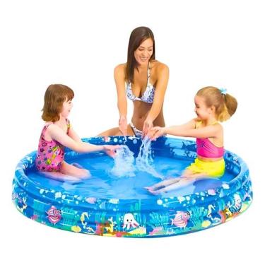 Imagem de Piscina Inflável Redonda Infantil Praia Casa Verão Kids 180 Litros Fam