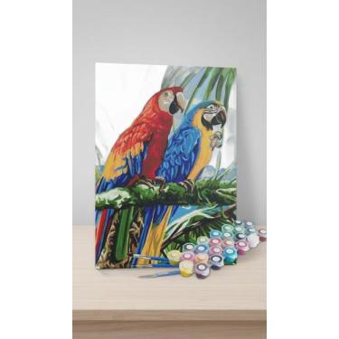 Imagem de Kit Pintura Numerada Terapêutica Araras Coloridas - Congratulations St