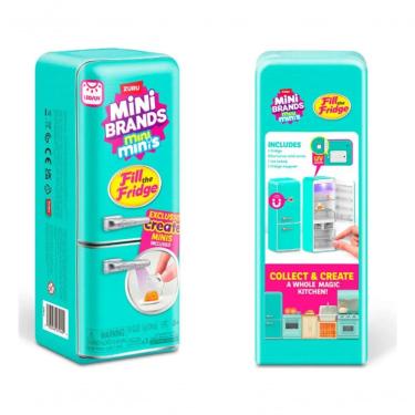 Imagem de Mini Geladeira de Brinquedo Mini Brands Fill The Fridge com Luz LED UV e Acessórios Realistas 77021 Azul Candide
