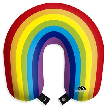 Imagem de Travesseiro de pescoço "Eu amo viajar" apoio cabeça viagem descanso (Arco íris)