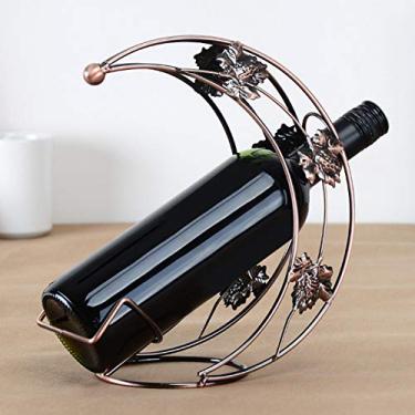 Imagem de AMONIDA Suporte de vinho tinto estilo elegante, cor bronze antigo, 7,8 x 4,3 x 24,4 cm, suporte de vinho elegante de ferro, para colecionadores de vinho, casa e hotel