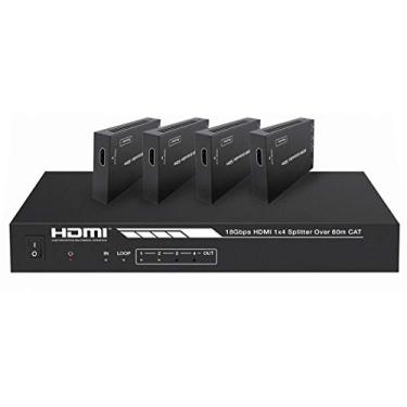 Imagem de Monoprice Kit extensor divisor Blackbird 4K HDMI 2.0 1x4 | 18Gbps, HDR, 4K a 60Hz, Cat7 com IR, Loop Out, EDID, POC e 4 receptores, até 60 metros