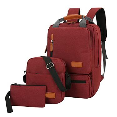 Imagem de Mochila com 3 peças Mochila Masculina Laptop Mochila Bolso Pequeno para Viagem Escola Trabalho Trabalho Faculdade Cabe até 14,5 polegadas