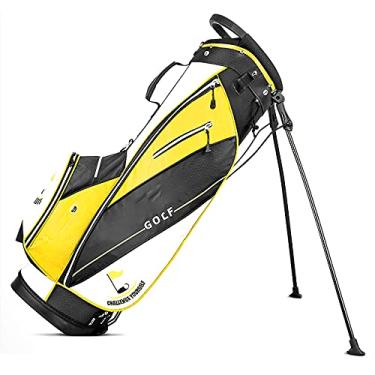 Imagem de Yajun Bolsa masculina feminina para suporte de golfe, portátil, ultraleve, impermeável, bolsa para bagageiro de golfe, alça de ombro com 14 bolsos, pacote de viagem, amarela