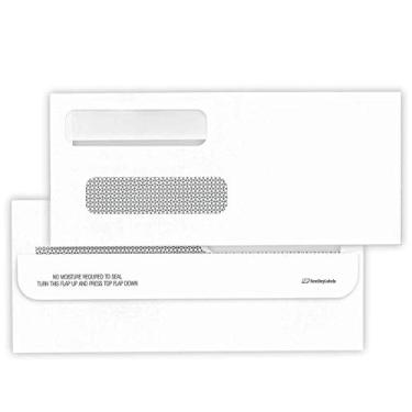 Imagem de Pacote com 100 Envelopes # 8, Tamanho para QuickBooks Impresso Checks, Envelope de Verificação de Segurança de Janela Dupla, Flip e Selo, Mede 3-5/8 polegadas x 8-11/16 polegadas
