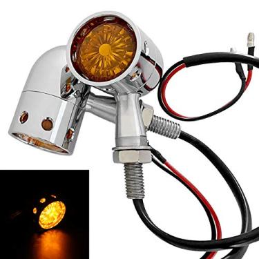 Imagem de FATECIM 2 luzes pisca-pisca LED para motocicleta, luz âmbar, 12 V, universal, para Harley Davidson Honda, Yamaha, Suzuki, Kawasaki, Harley Ducati, BMW Triumph Hyosung Chrome