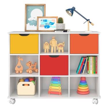 Imagem de Nicho Organizador 3 Gavetas com Rodízios Branco/Colorido - Qmovi
