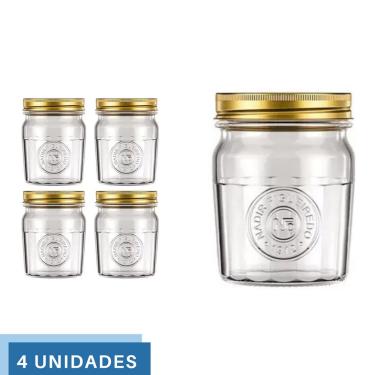 Imagem de 4 Pote Americano Mantimento Café Vidro Vintage 500ml Nadir