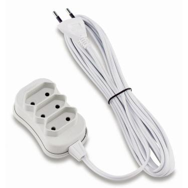 Imagem de Extensão 3 Tomadas Slim Bipolar Branco 10,0m  Force Line