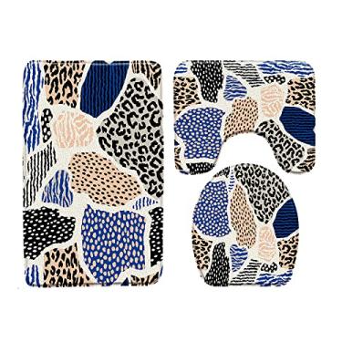 Imagem de Tapete de banho estilo étnico tibetano conjunto de 3 peças tapete de porta tapetes de banheiro tapete antiderrapante tampa de assento de vaso sanitário produtos de banheiro, 1811l, conjunto de 3 peças, 450mmx750mm