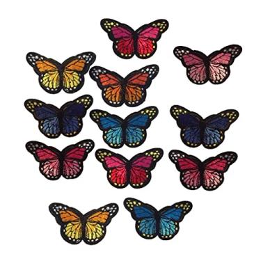 Imagem de SM SunniMix 12 peças de retalhos de aplicação borboleta, costura em adesivos de borboleta apliques bordados para roupas, bolsas decorativas