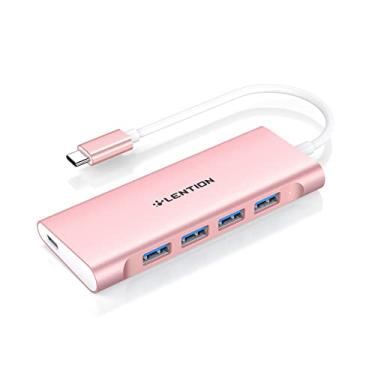 Imagem de LENTION USB C Hub com 4x USB 3.0, Carregamento Tipo C Compatível com MacBook Pro 2016-2023, Novo Mac Air/Surface, Chromebook, Adaptador Multiporta Tipo C Driver Stable (CB-C31, Ouro Rosa)