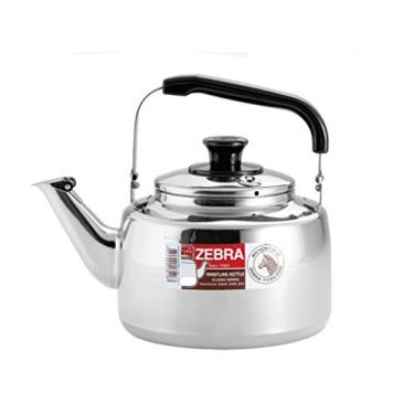 Imagem de 0.8 Litre Zebra Polished Mirror Finish Stainless Steel Canister Stovetop Teakettle, Made in Thailand