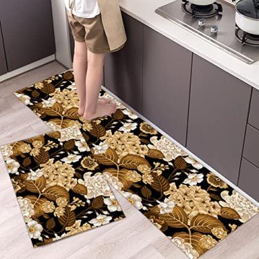 Imagem de youyoucool Tapetes de cozinha coloridos para o chão, antiderrapante, conjunto de tapetes de cozinha e tapetes de cozinha de fazenda - 2 peças 41 x 61 cm + 41 x 119 cm