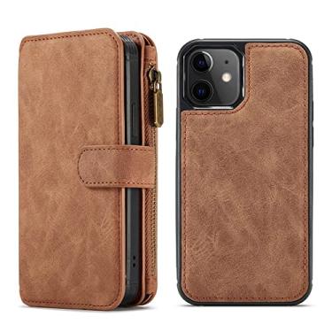 Imagem de Capa de telefone carteira de couro flip para iPhone 5 5S 6 6S 7 8 Plus SE 2020 13 12 Mini 11 Pro XS Max XR X Zíper Bolsa para cartão, ruivo, para iPhone 6 6S