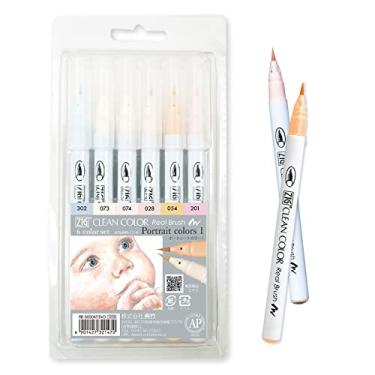 Imagem de Kuretake Conjunto de 6 cores de pincel ZIG Clean Color Real Brush Cores retrato I
