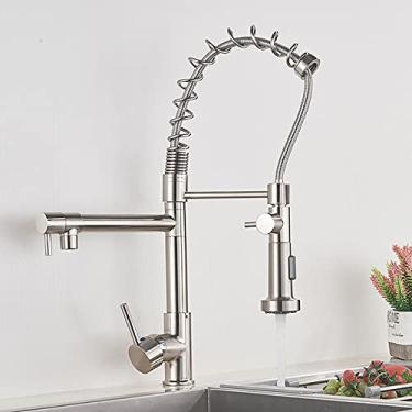 Imagem de Torneira de cozinha de latão preto, pia, torneira, bicos giratórios duplos, torneiras de banheiro, torneiras de banheiro, níquel escovado, china