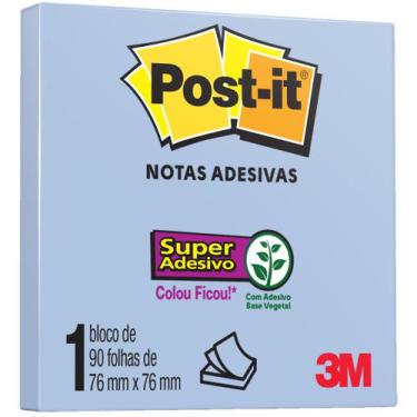 Imagem de Bloco De Notas Super Adesivas Post-It Azul 76X76mm 90 Folhas - 3M
