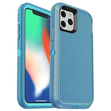 Imagem de 3 in1 para iphone12 13 pro max xs max capa capa de cinto clipe de proteção resistente capa para iphone 7 8 plus, azul-céu teal, para iphone 12 12pro