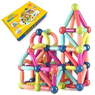 Imagem de Brastoy Blocos De Bastões Magnéticos Construção Brinquedo Educativo Infantil (68 Peças)