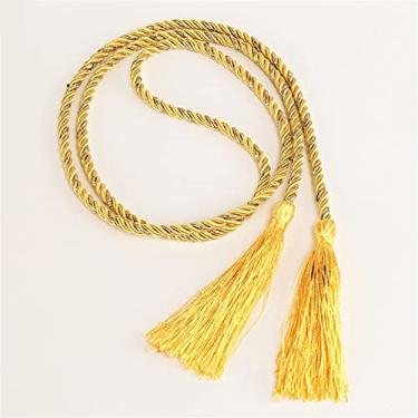 Imagem de Corda de cortina de janela de algodão para decoração de casa clipe de cortina de sala de estar borla tieback suporte de cortina de casa 10 cores, ouro, 1 peça