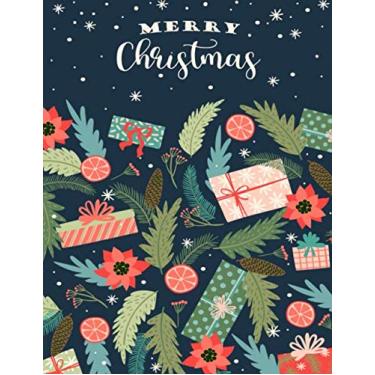 Imagem de Merry Christmas: Dot Grid Notebook Christmas and Happy New Year Illustration Trendy Retro Style Word Art Cover 8.5 x 11 Inches 110 Pages Soft Matte Laminated Paperback Cover