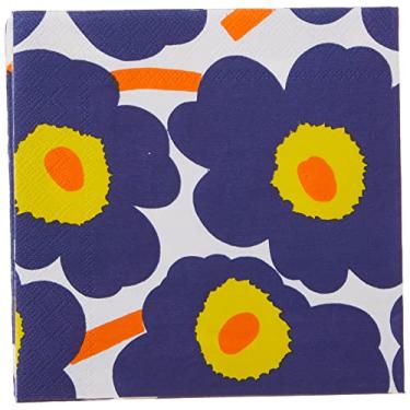 Imagem de IHR Ideal Home Range Guardanapos de coquetel Marimekko Pacote de guardanapos de festa de papel descartáveis, 12,7 x 12,7 cm, Unikko azul escuro, 20 unidades